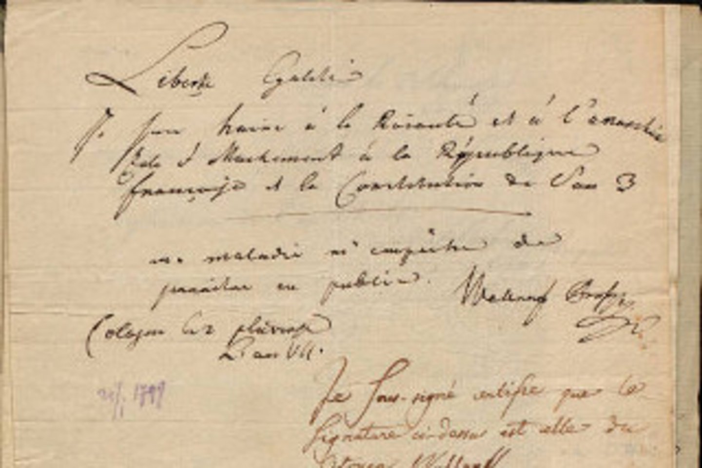 Handschriftliche Eidleistung Wallrafs in der Franzosenzeit