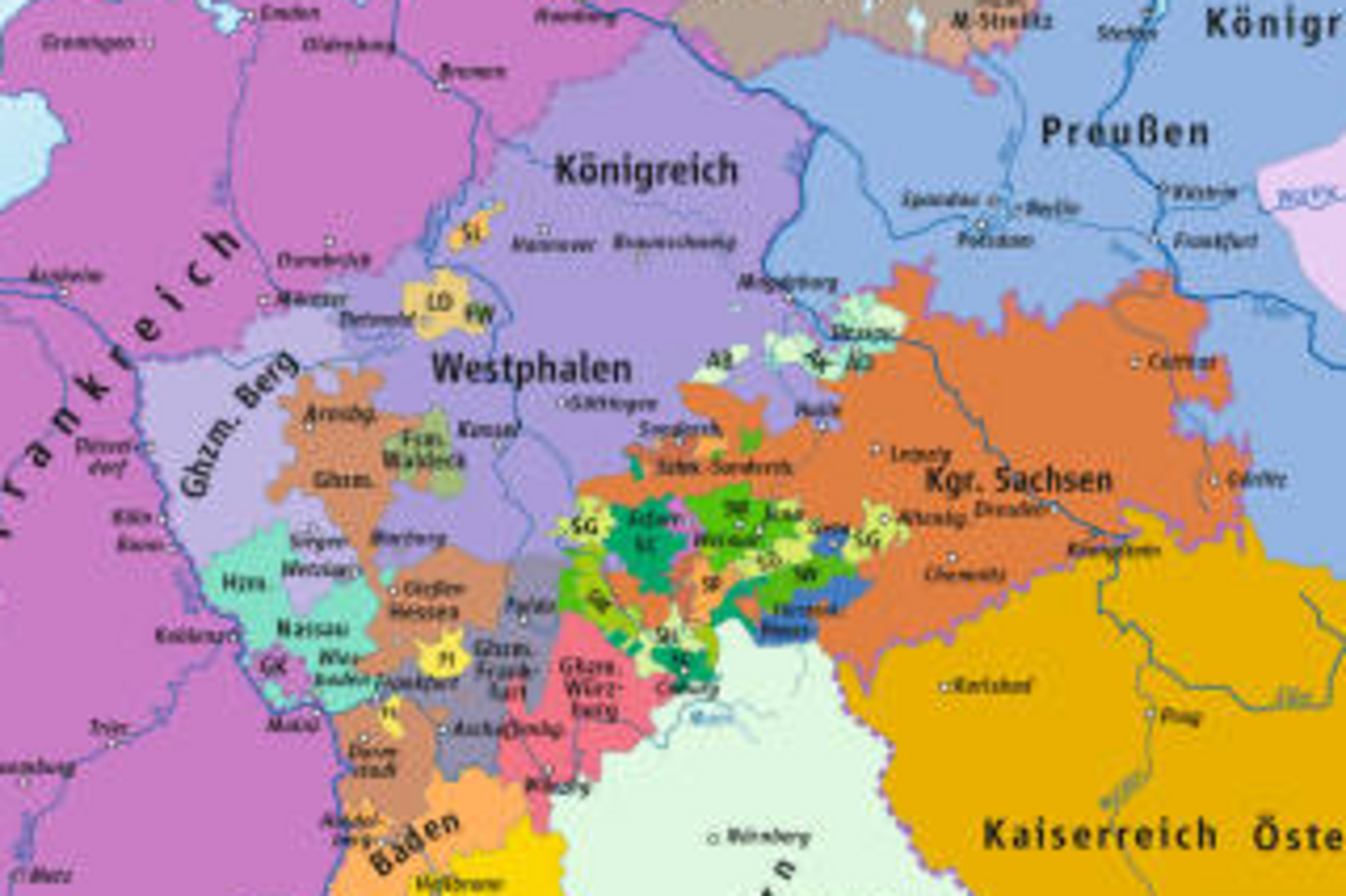 Politische Karte des Rheinbunds 1812